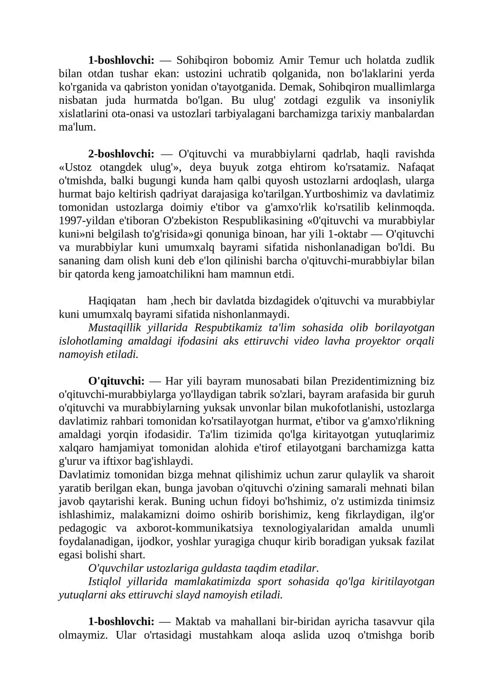 O'qituvchi va murabbiylar kuni 2