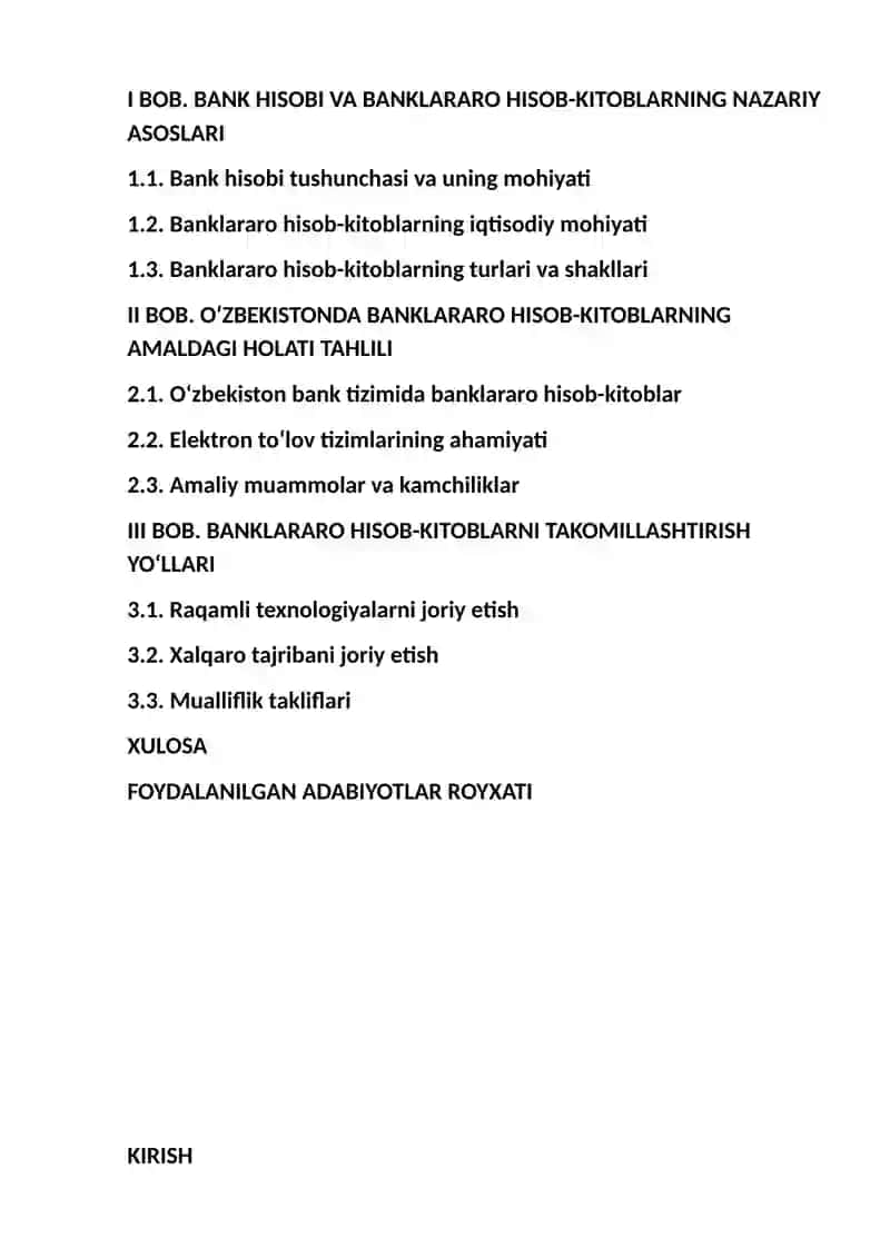Banklararo hisob-kitoblarning tashkil etilishi va uni takomillashtirish 2
