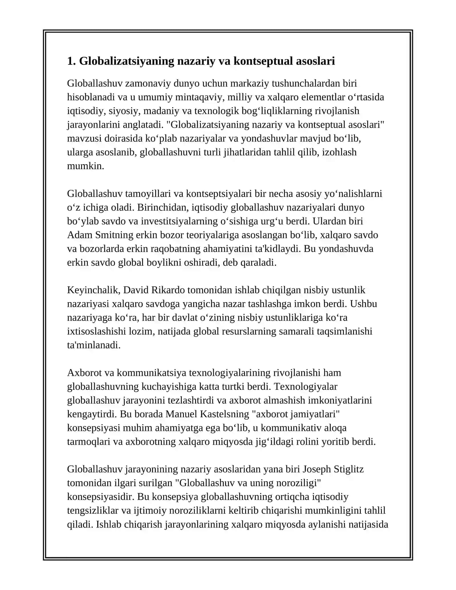 GLOBALLASHUV OMILLARI VA JAHON IQTISODIYOTINING RIVOJLANISH BOSQICHLARI 2