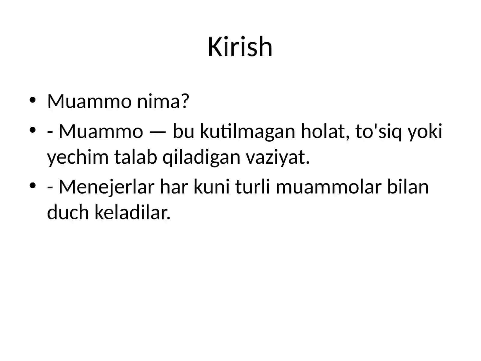 Menejment fanida muammoni hal qilish usullari 2