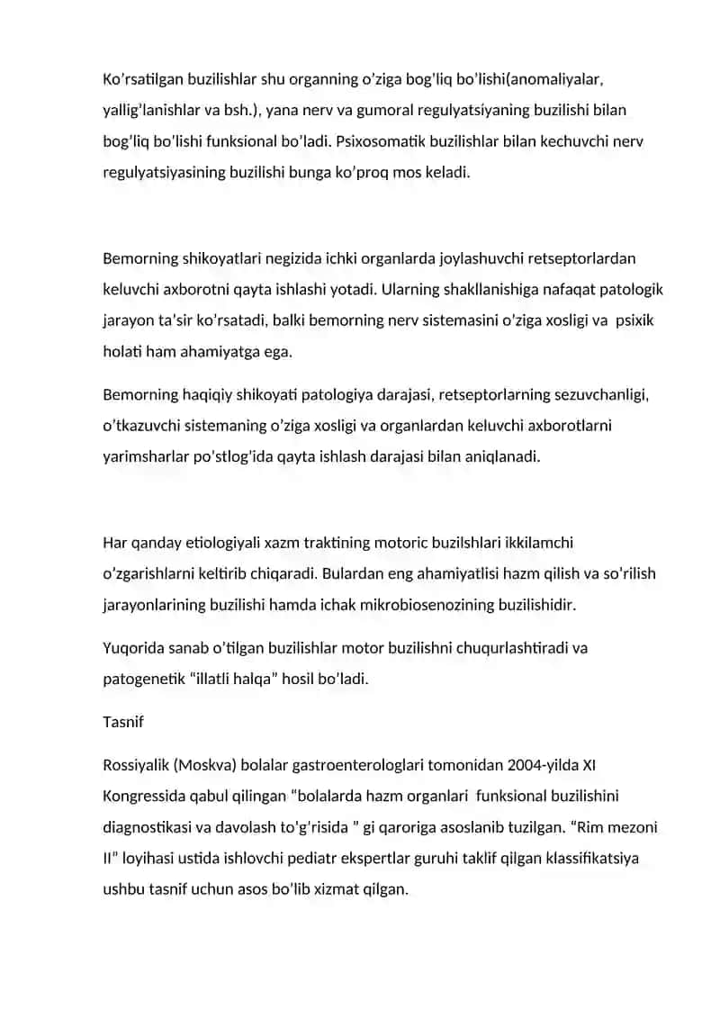 BOLALAR OVQAT HAZM QILISH TIZIMIDAGI FUNKSIONAL O’ZGARISHLAR 2