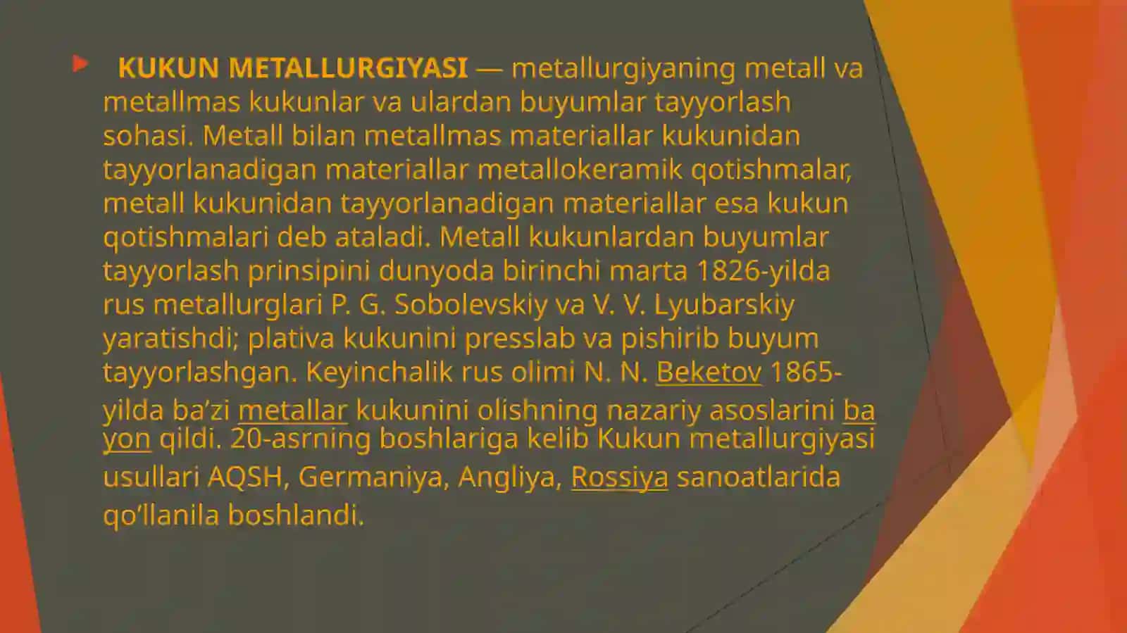 Kukun metallurgiyasi haqida asosiy ma`lumotlar 2