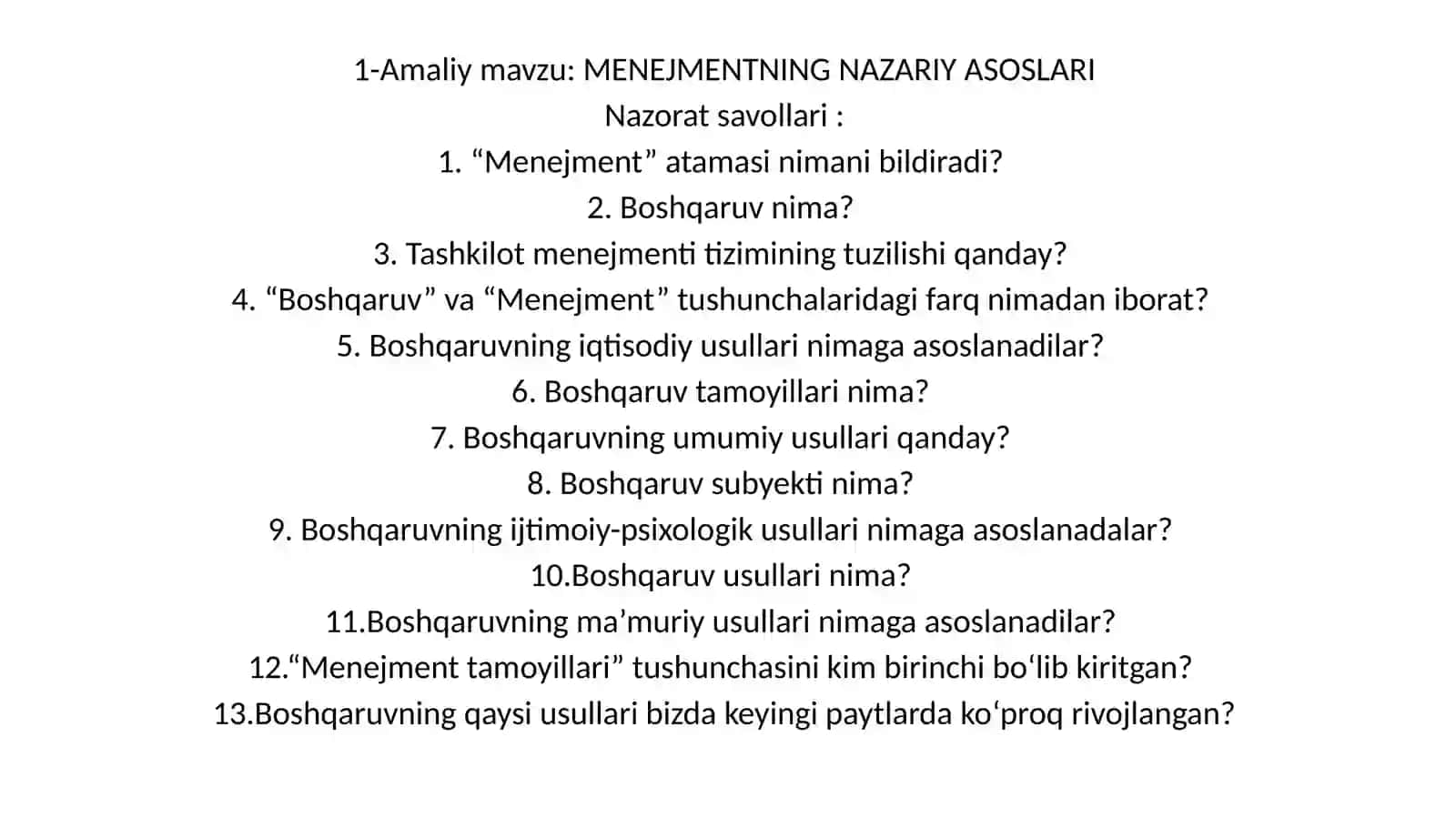 MENEDZHMENTNING NAZARIY ASOSLARI 2