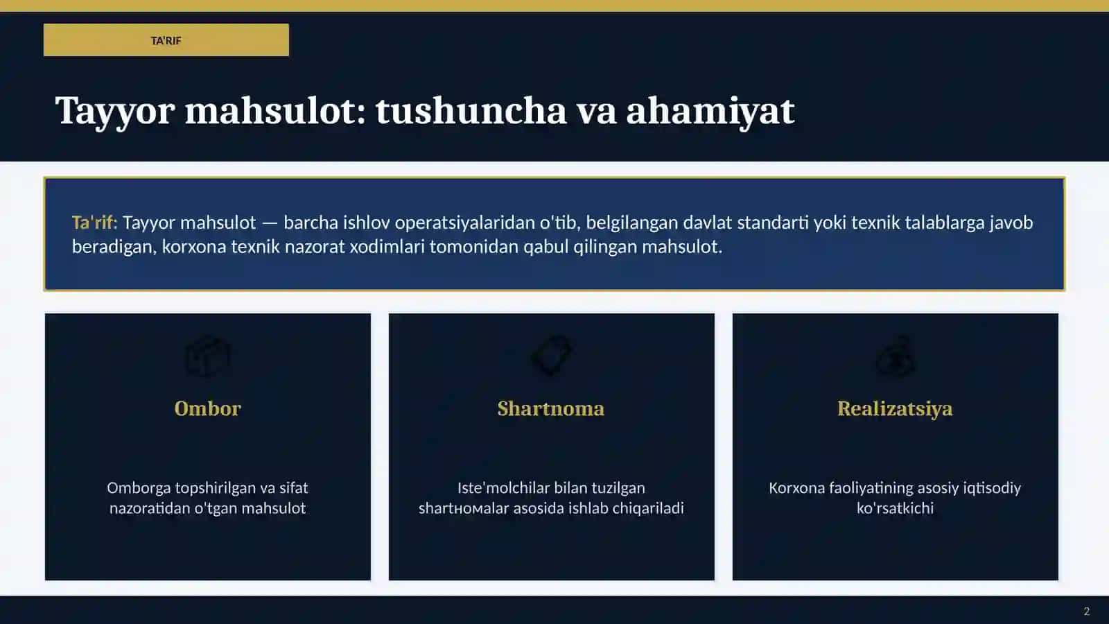 Tayyor Mahsulotlar va uni Sotish 2