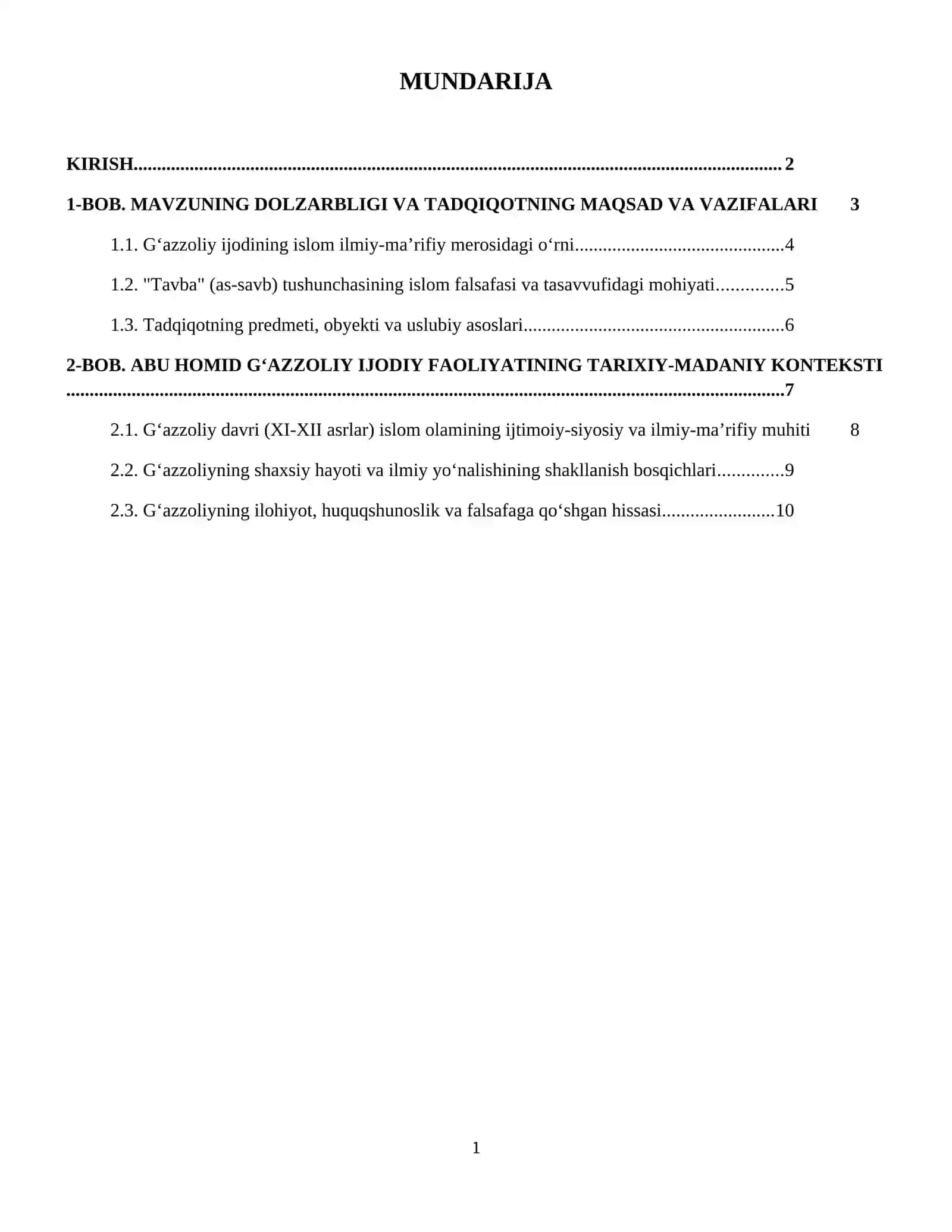 Gʻazzoliyning tavba asari 2