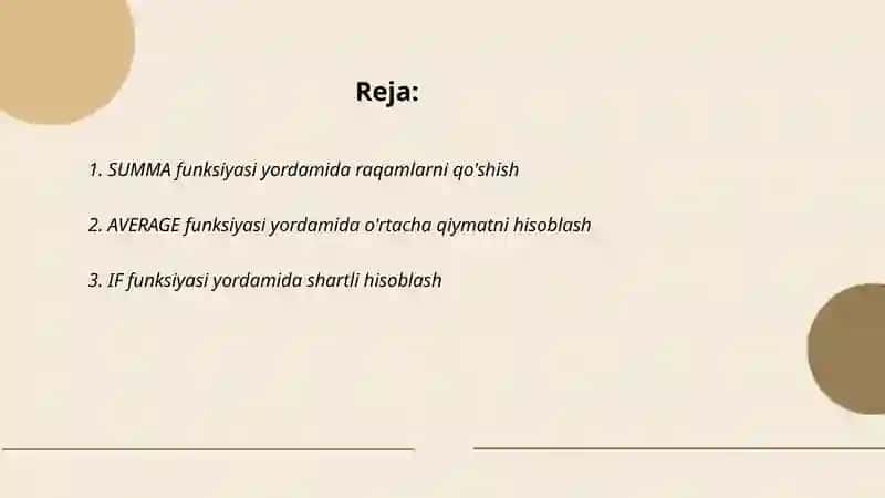 Excelda matnli funksiyalar bilan ishlash 2