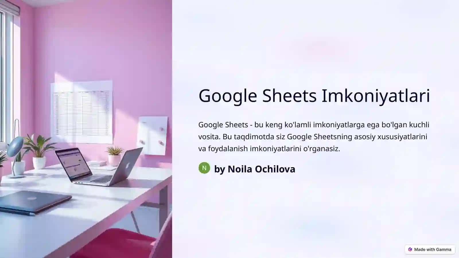 Google Sheets Imkoniyatlari 2