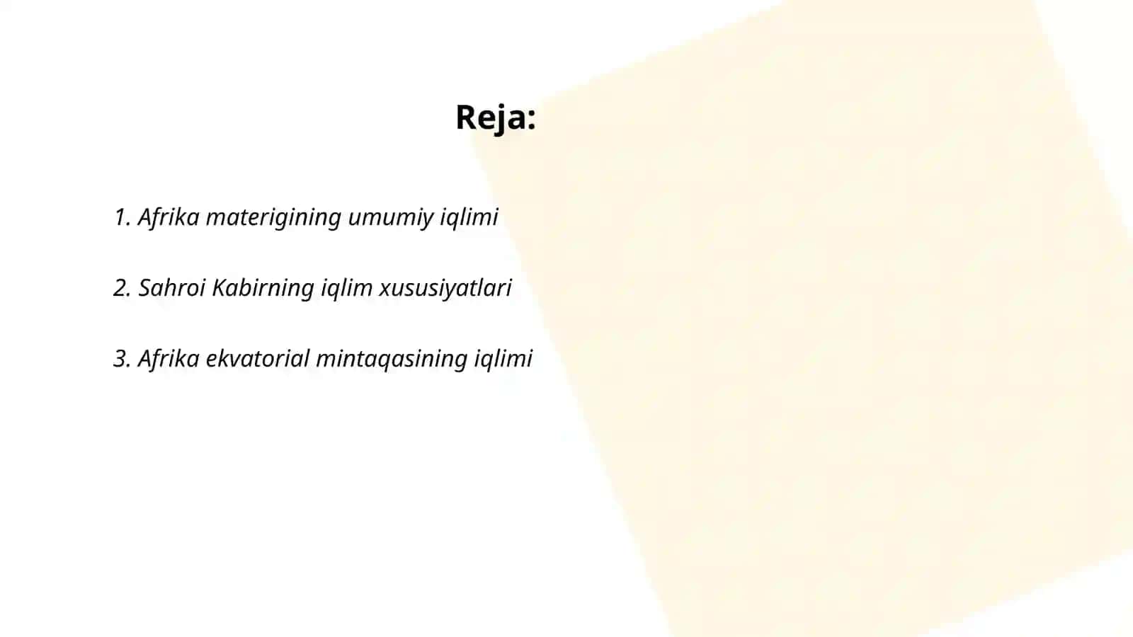 Afrika materigi iqlim xususiyatlari 2