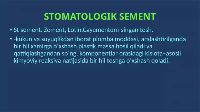 Stomatologik sementlar 2