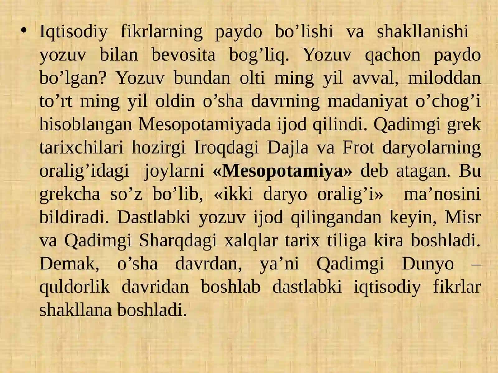 Qadimgi Iqtisodiy Ta'limotlar 2