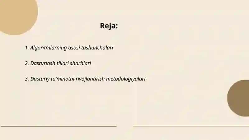 Dasturlarni loyihalash va algoritmlarni ishlab chiqish 2