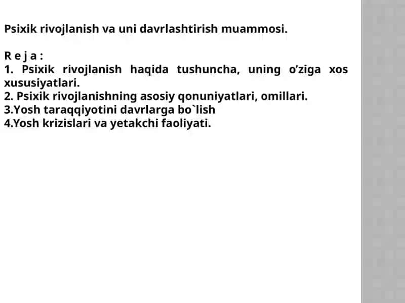 Psixikrivojlanish va uning davrlashtirish muammosi 2