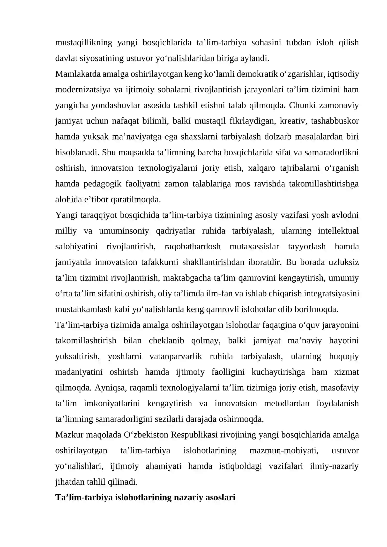 O'ZBEKISTON RESPUBLIKASI RIVOJINING YANGI BOSQICHLARI 2