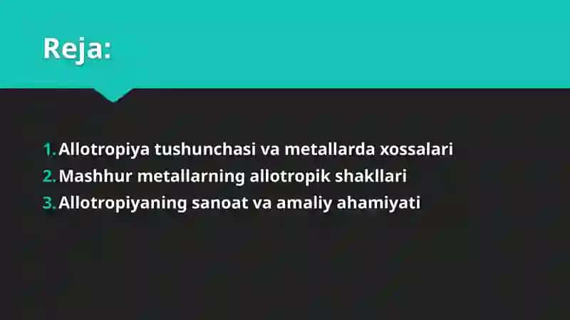 Metallarning allotropik shakl o‘zgarishlari 2