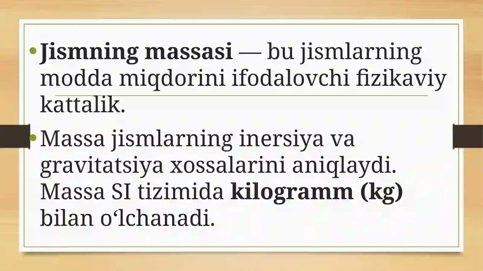 Jismning massasini o‘lchash 2