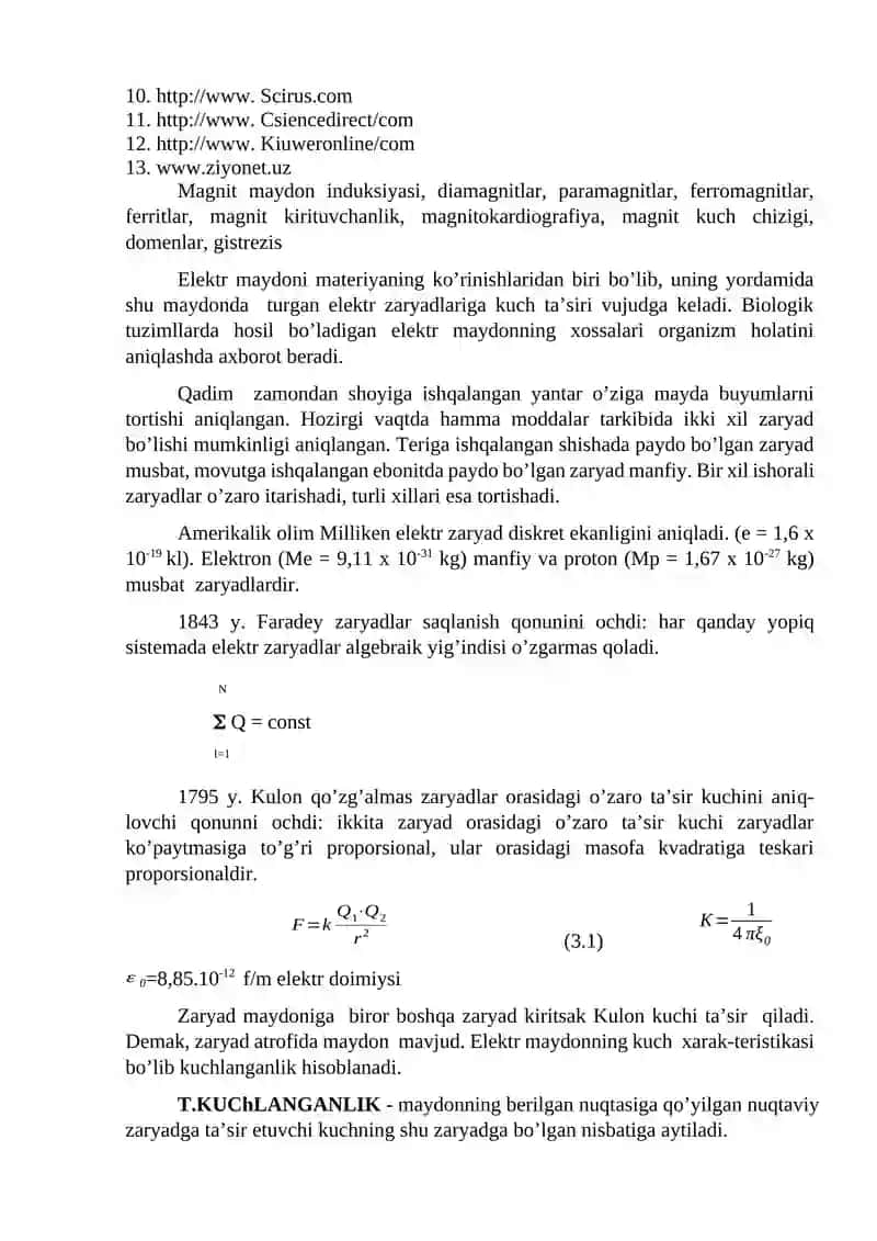 ELEKTR HODISALAR VA BIOELEKTROMAGNETIZM 2