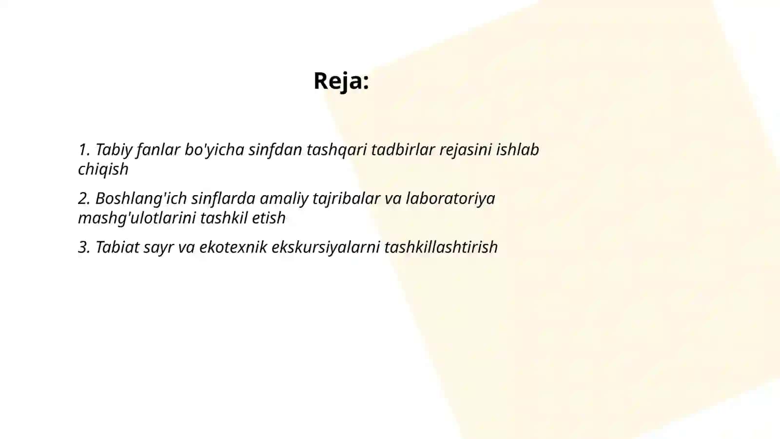 Boshlang'ich sinfda tabiy fanlarda sinfdan tashqari ishlar tashkil etish 2