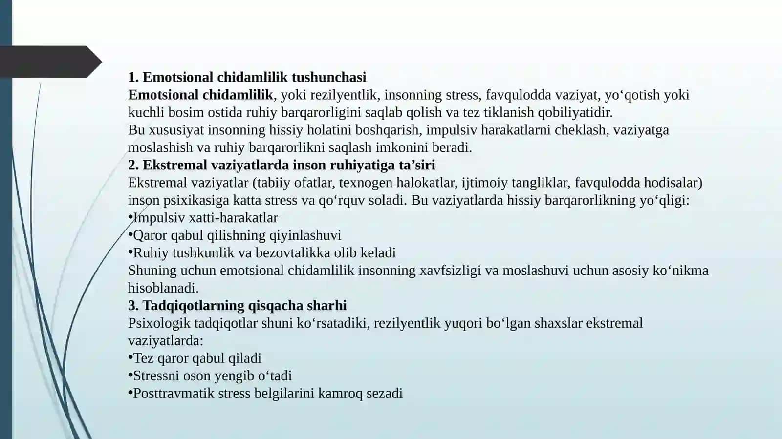 Emotsional Chidamlilik Xususiyatlari 2