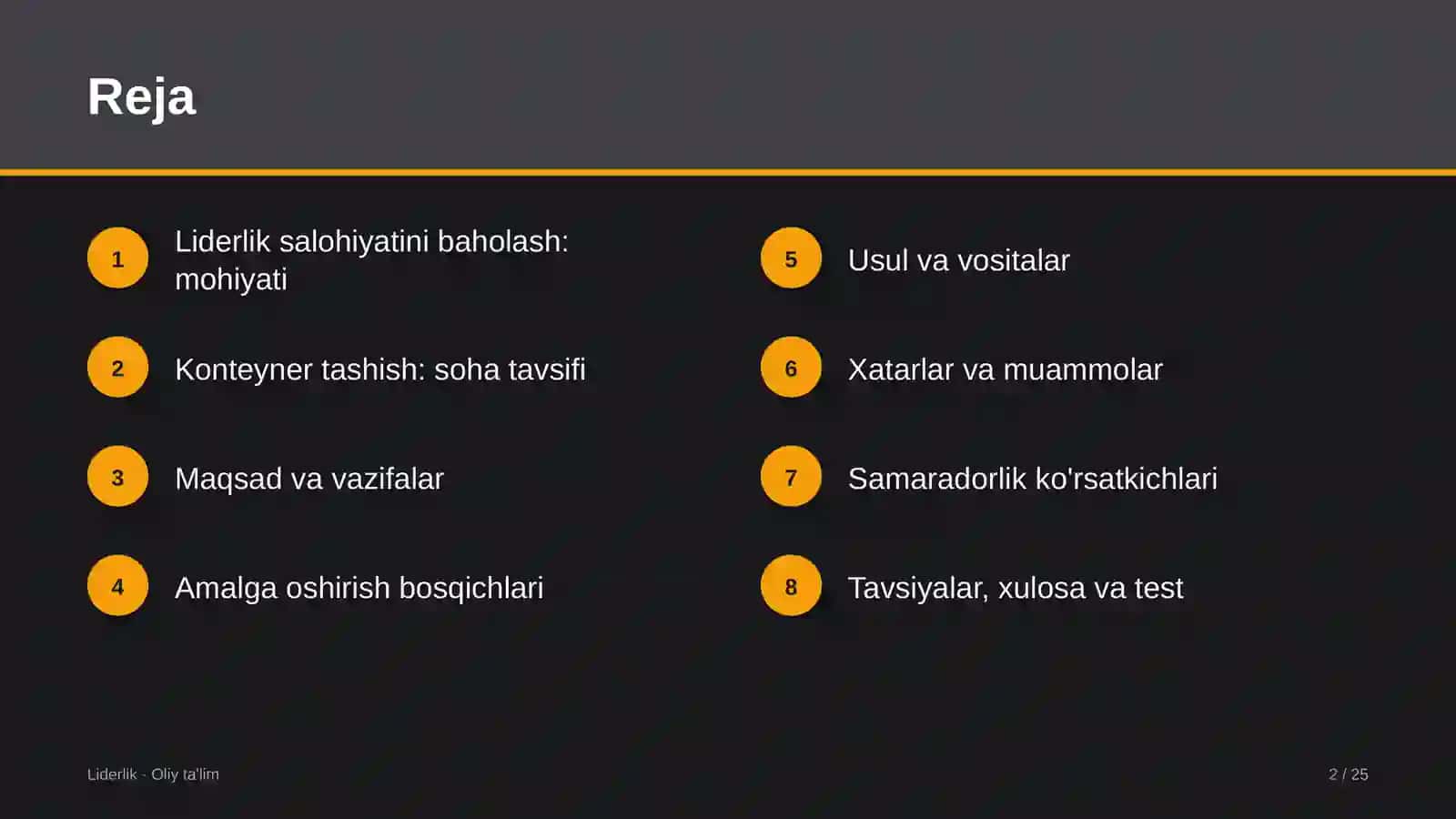 Konteyner tashishda liderlik salohiyatini baholash 2