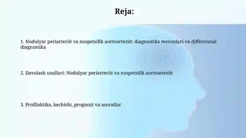 Tugunchali periartrit va nospetsifik aortaarterit kasalligining mezonlari, davolash va profilaktiks 2