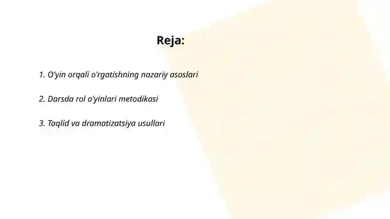 O'yin orqali o'rgatishning nazariy asoslari 2