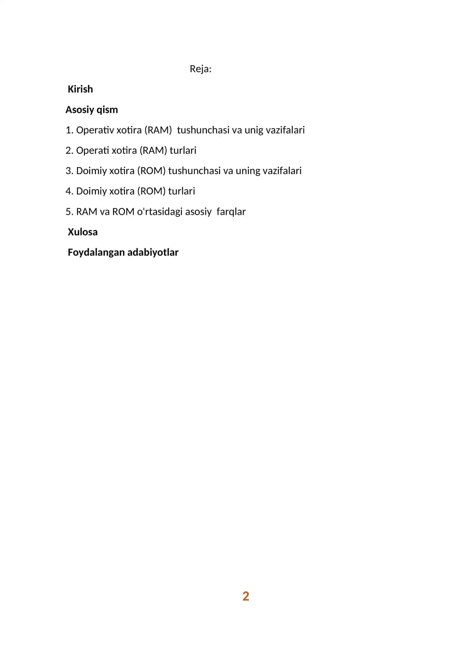 Operativ xotira (RAM) va doimiy xotira (ROM) turlari va farqlari 2
