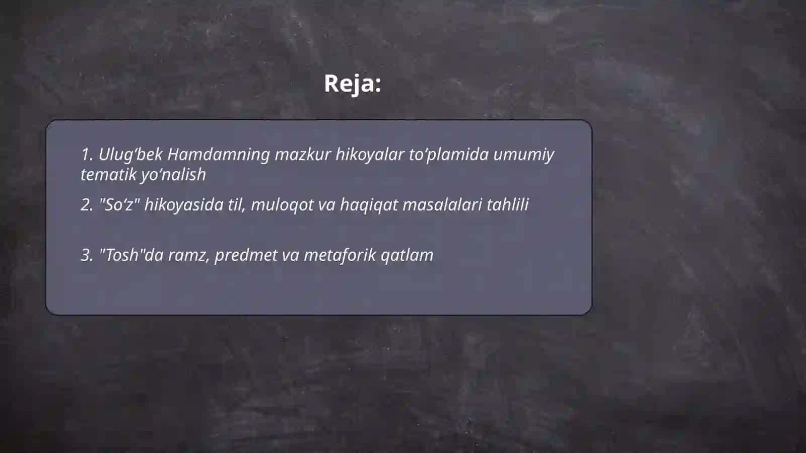 Ulugʻbek Hamdam oʻzbek hikoyachiligi ustasi 2
