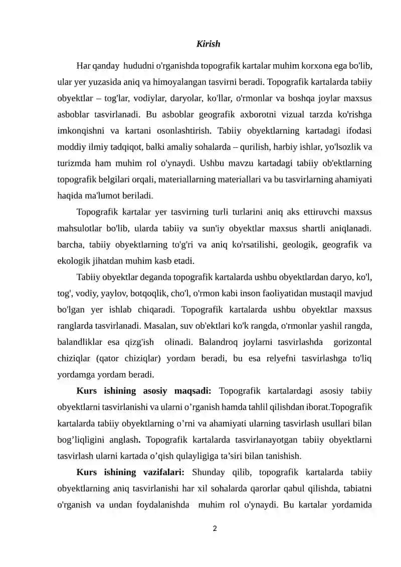 Topografik kartalar va ular haqida umumiy ma’lumotlar 2