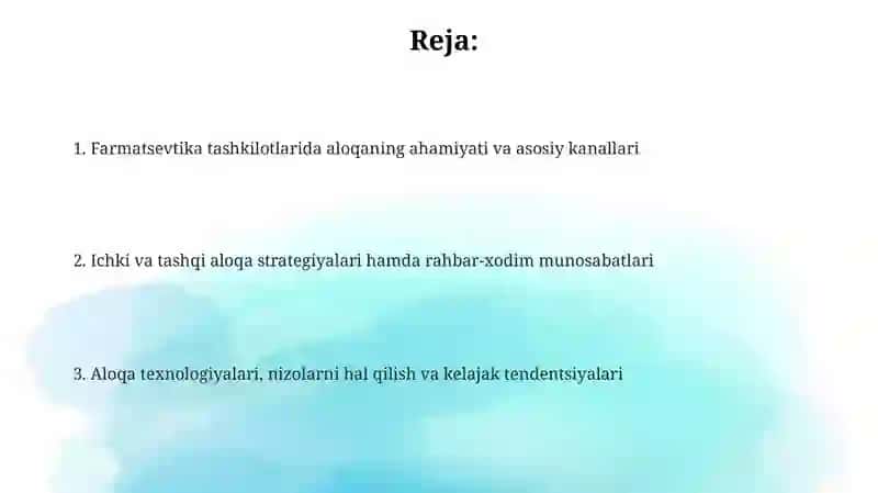 Farmatsevtika tashkilotlarida aloqa 2
