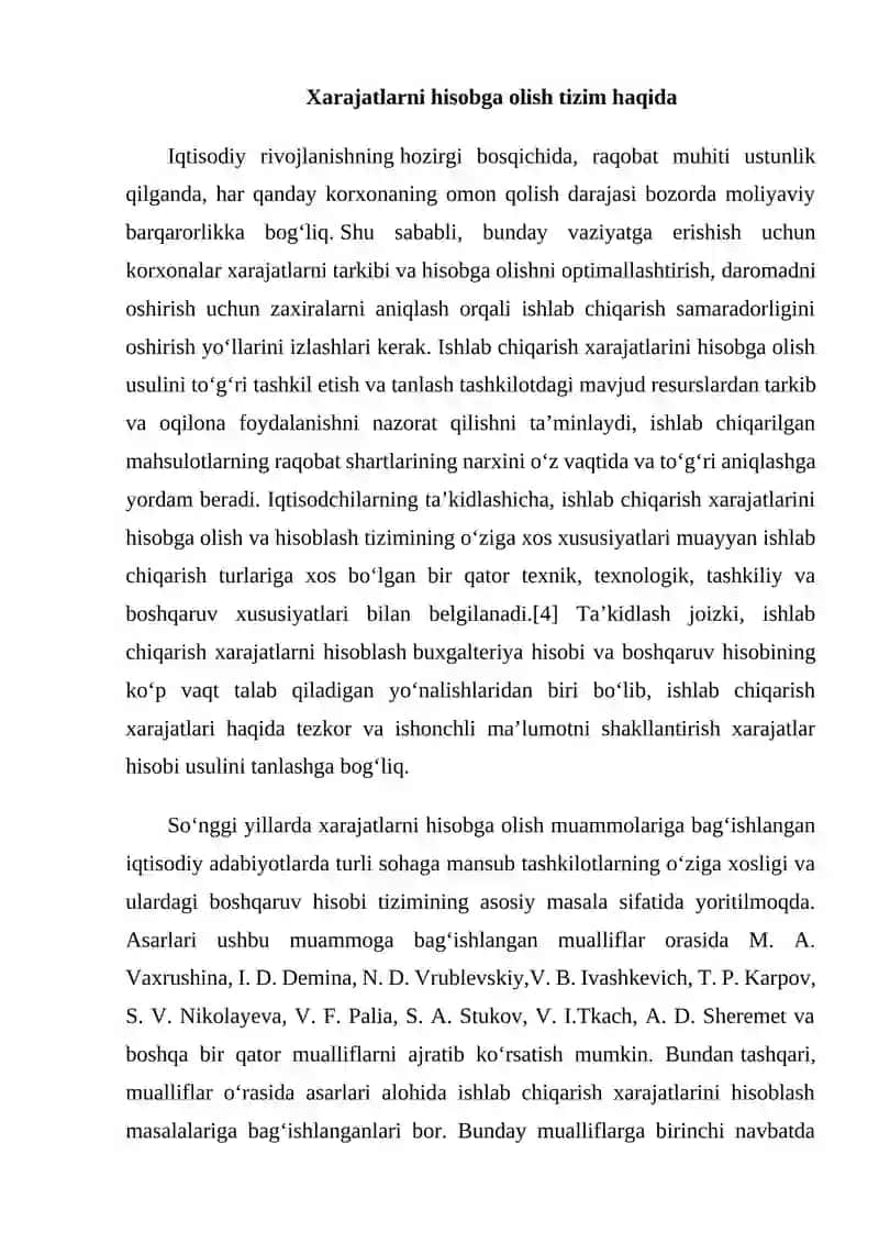 Xarajatlarni Hisobga Olish Tizimi 2