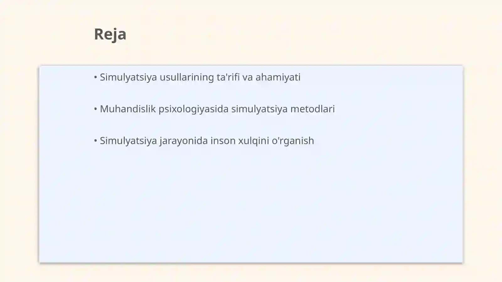 Muhandislik psihalogiyasining simulyatsiya usullari 2