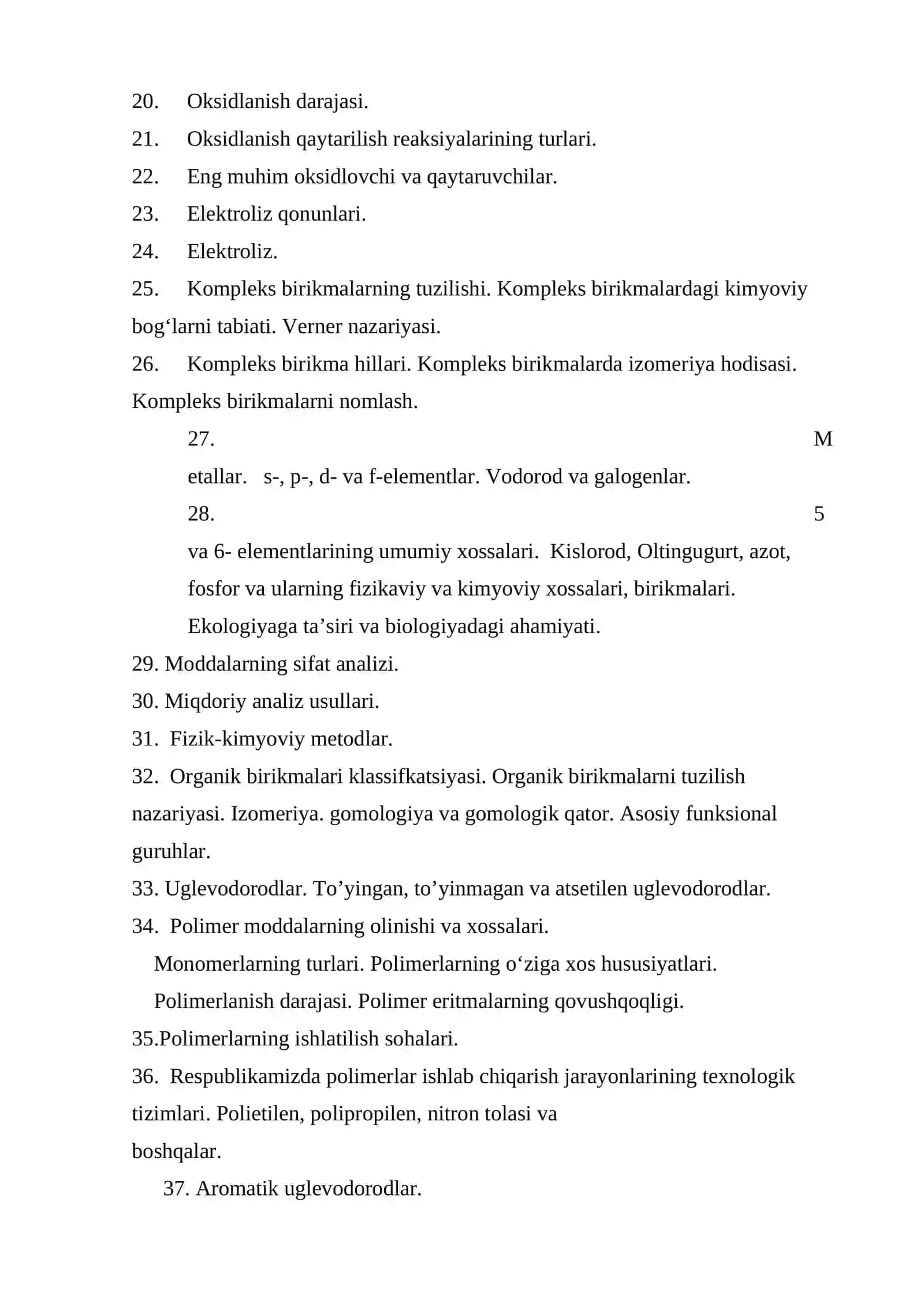Kimyo Yakuniy Savollar 2
