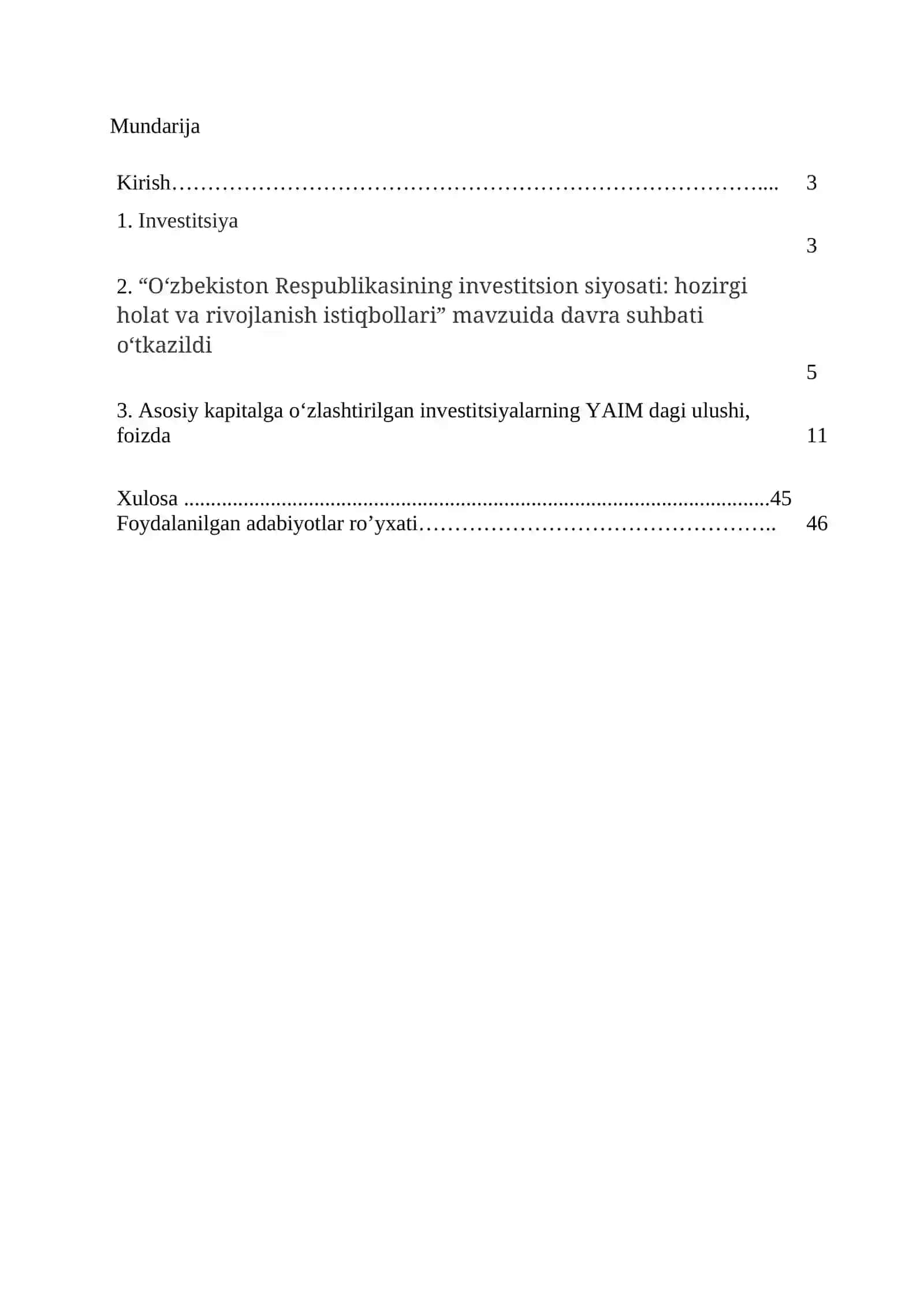 O‘zbekiston Respublikasining investitsion siyosati 2