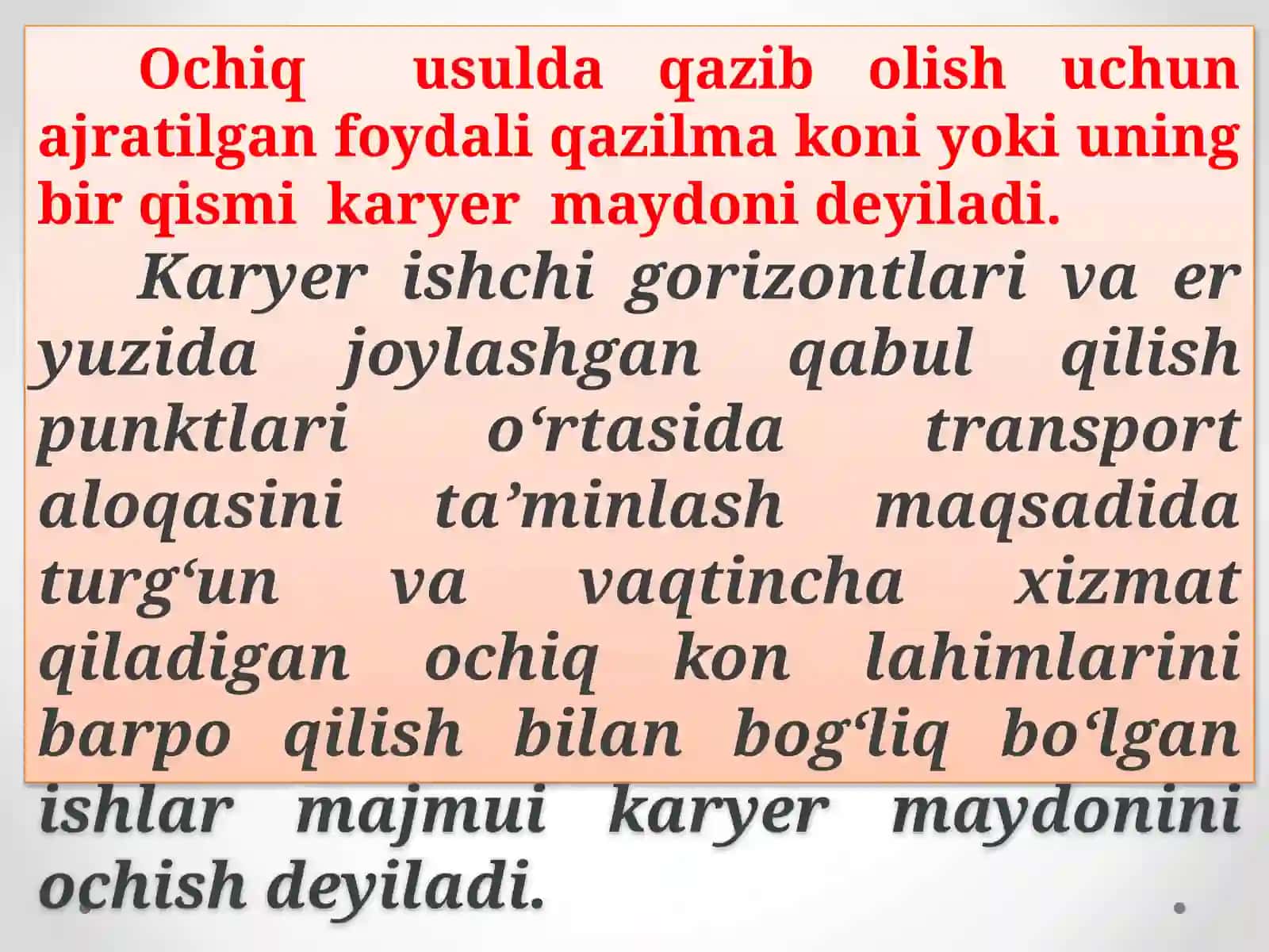 Pog'ona va uningelementlari.Karyer maydoni va uni ochishishlari 2