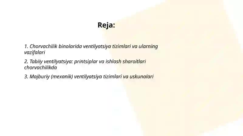 Chorvachilik binolarida ventilyatsiya, kanalizasiya va uning turlari 2