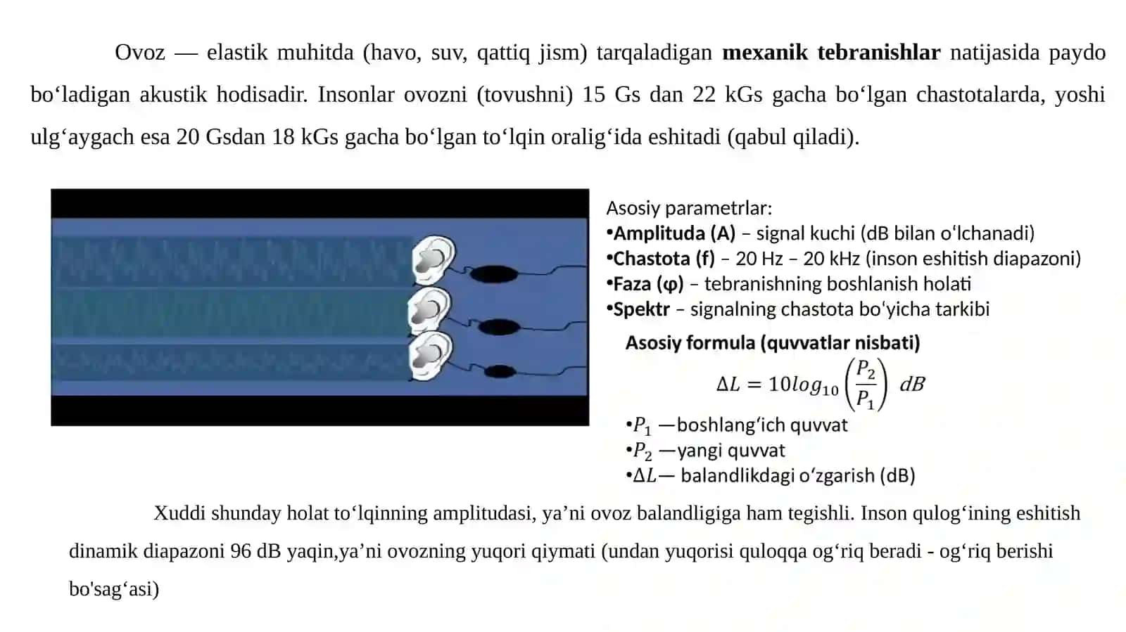 Ovoz signallari, ularni qaytaishlash va ARO‘ 2