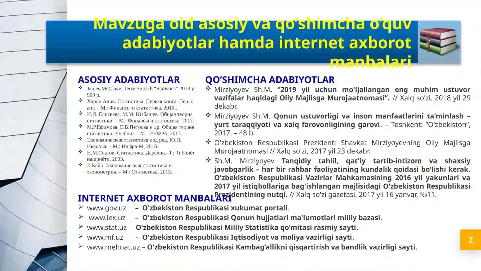 Statistik kuzatish uslubiyati 2