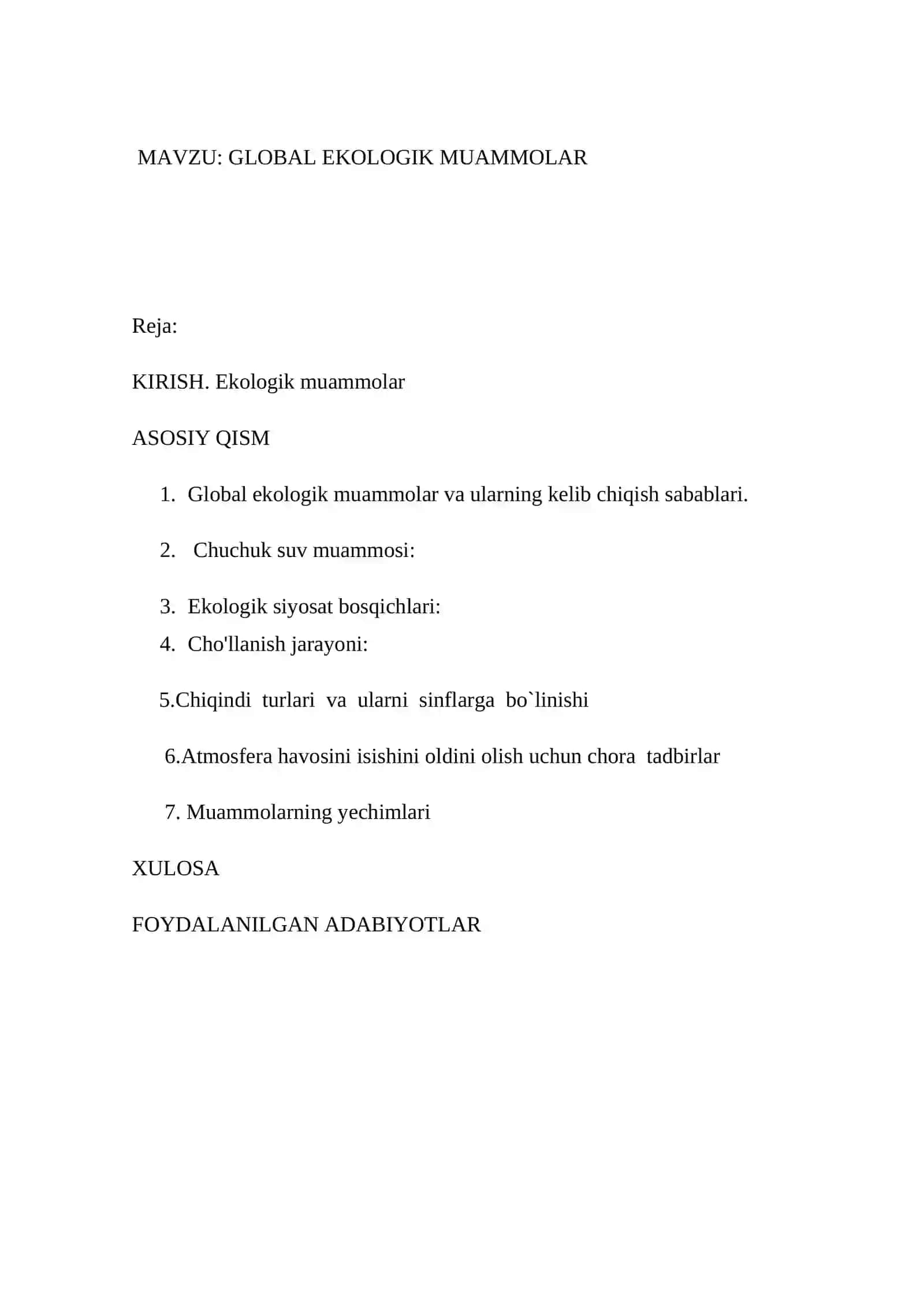 GLOBAL EKOLOGIK MUAMMOLAR 2