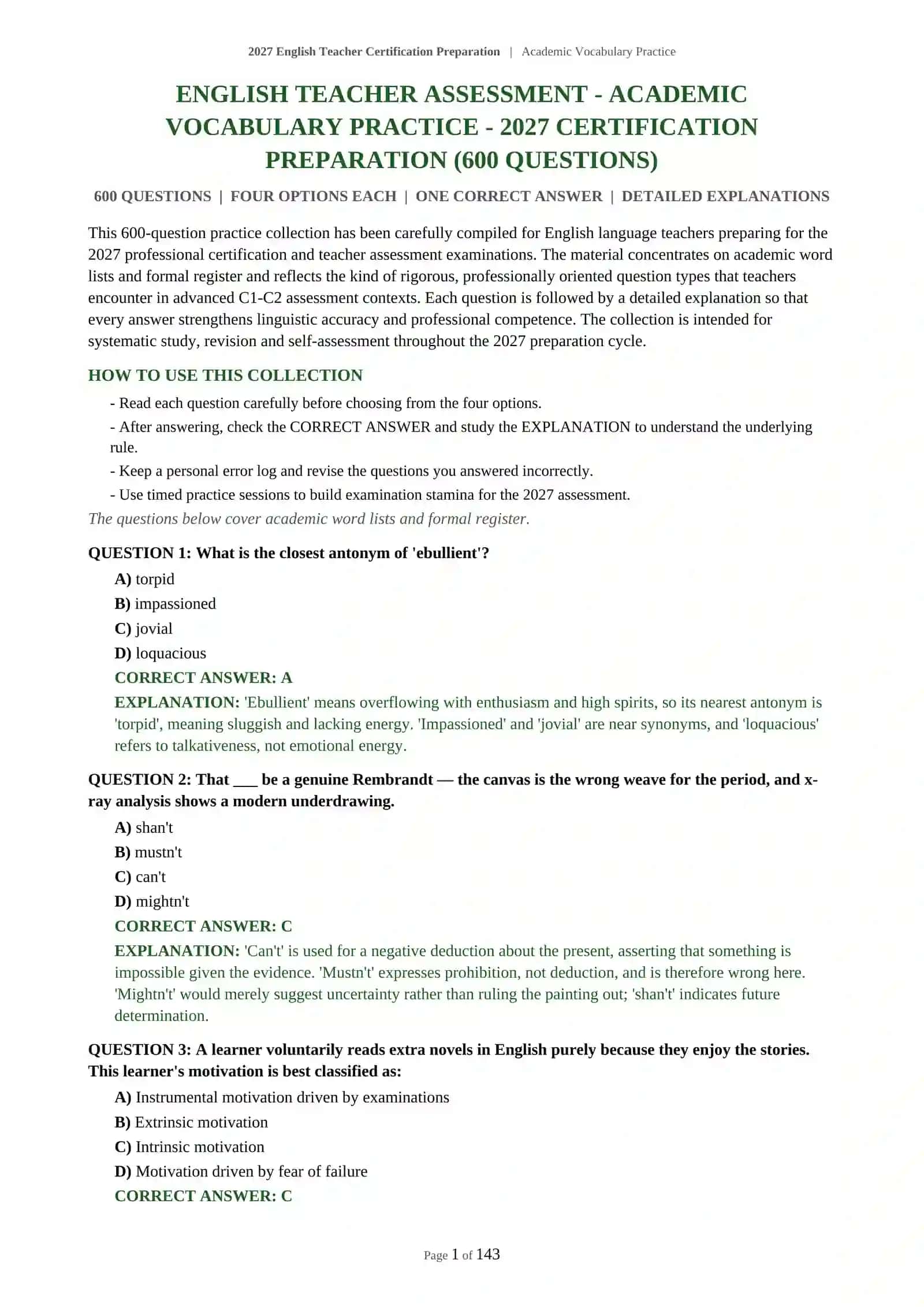 English Teacher Certification Preparation 2