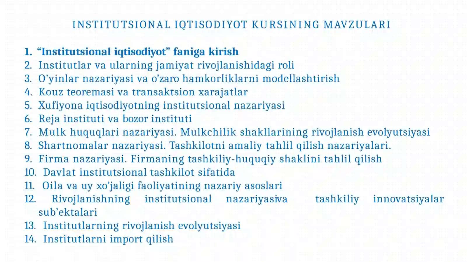 Institutsional iqtisodiyot 2