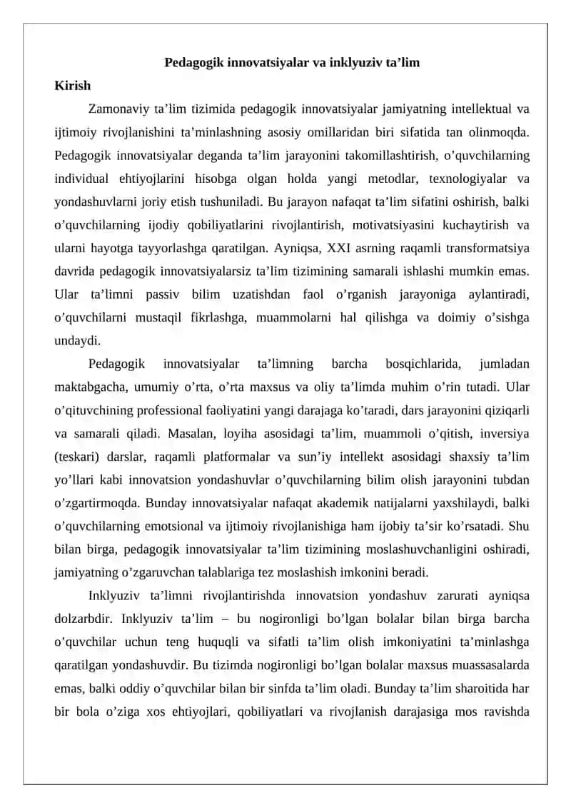 Pedagogik innovatsiyalar va inklyuziv ta’lim 2