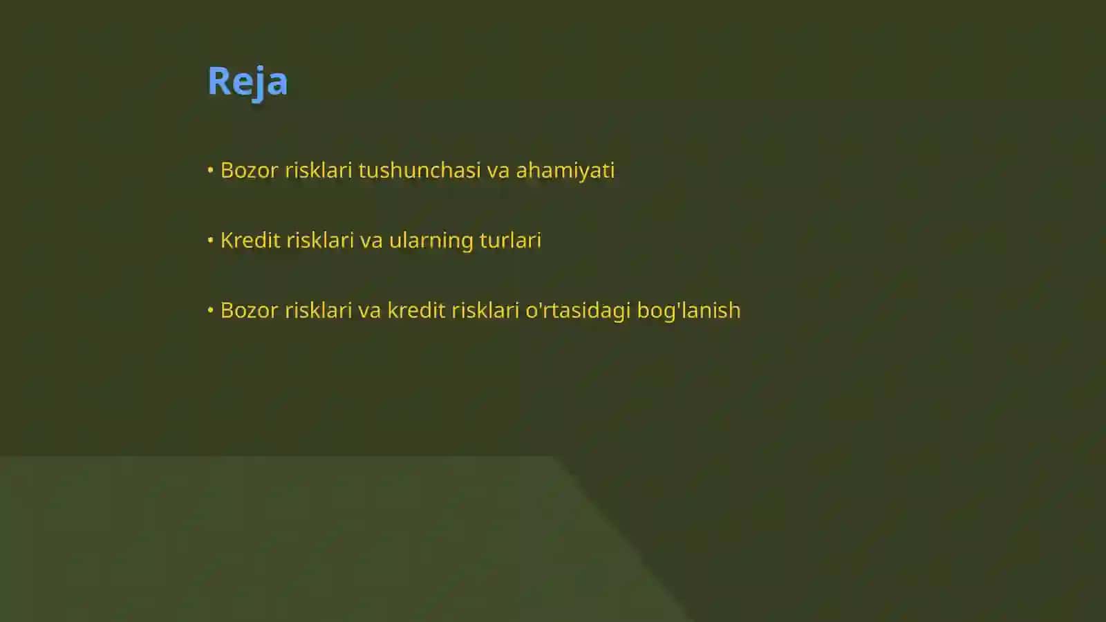 Bozor risklari va kredit risklari 2