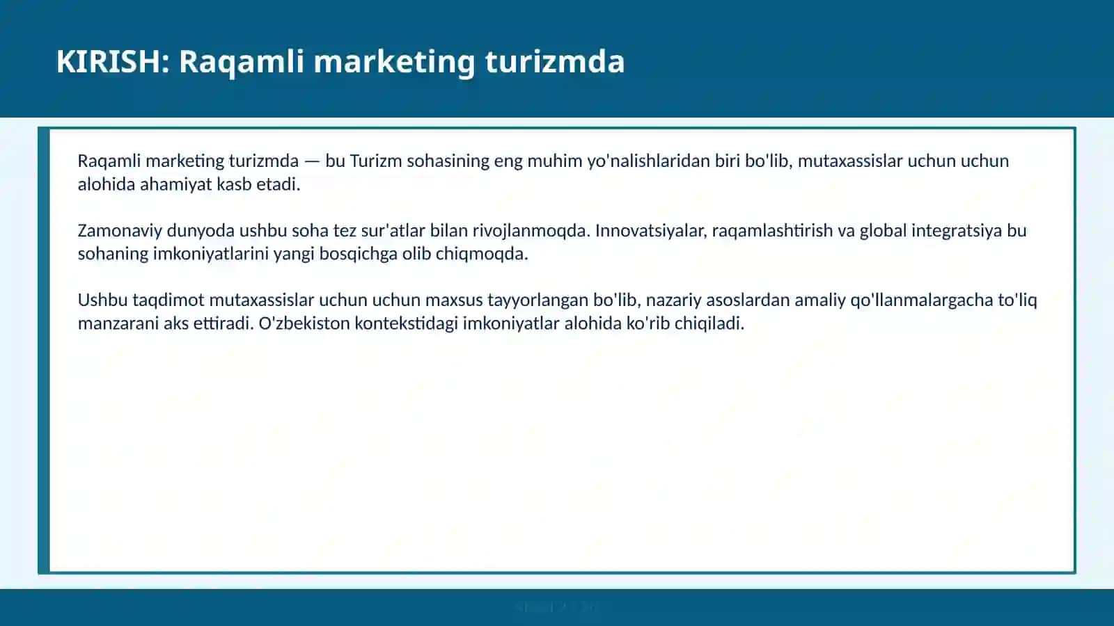 RAQAMLI MARKETING TURIZMDA 2