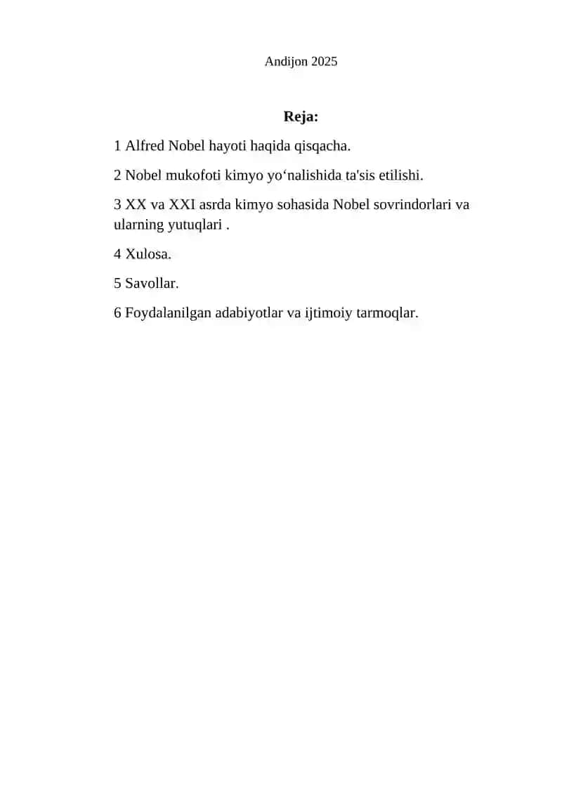 Kimyo sohasida Nobel mukofoti sovrindorlari va ularning yutuqlari 2