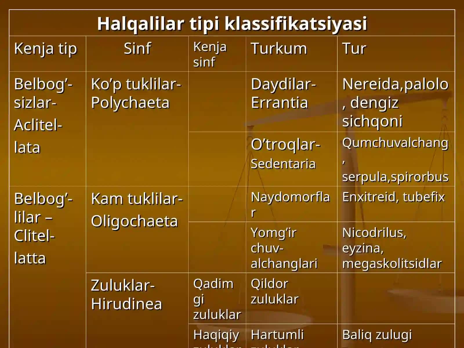 HALQALI CHUVALCHANGLAR - ANNELIDES TIPI 2