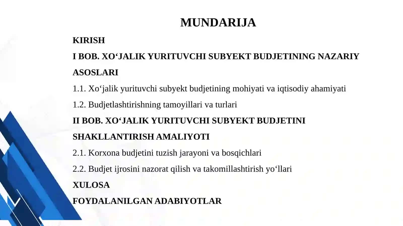 "TARMOQLAR IQTISODIYOTI VA BUXGALTERIYASI" 2