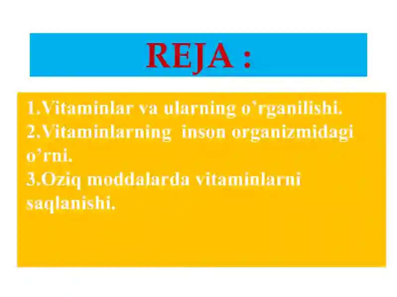 Vitaminlar va ularning ahamiyati 2