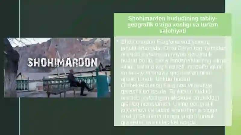 Shohimardon turizmni rivojlantirish tarixi 2