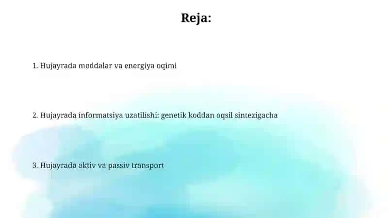 Hujayrada moddalar va energiya oqimi 2