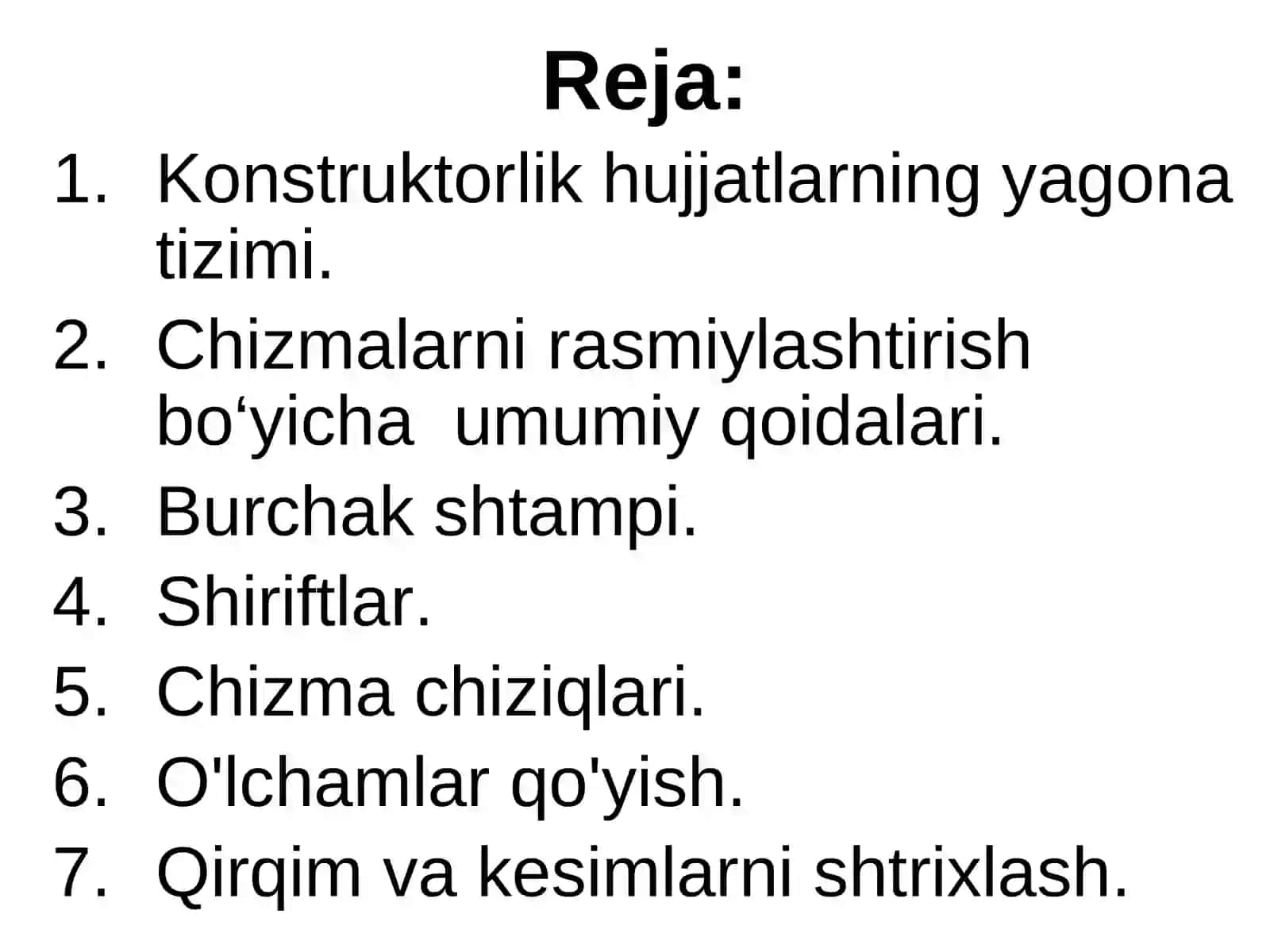 Konstruktorlik hujjatlari.Standartlar 2